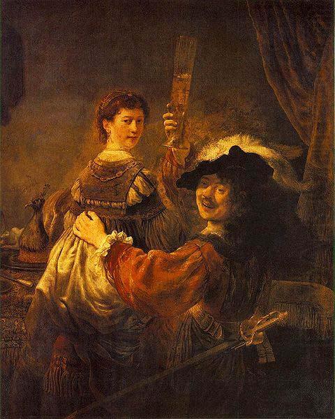 REMBRANDT Harmenszoon van Rijn Rembrandt and Saskia pose as The Prodigal Son in the Tavern china oil painting image